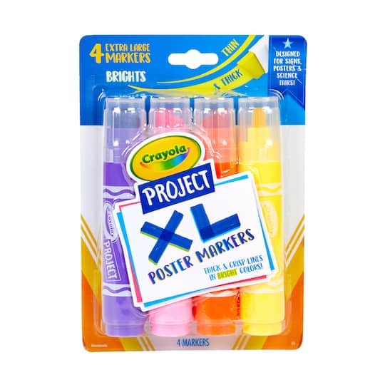 12 Packs: 4 ct. (48 total) Crayola&#xAE; Project&#x2122; Bright Chisel Tip XL Poster Markers